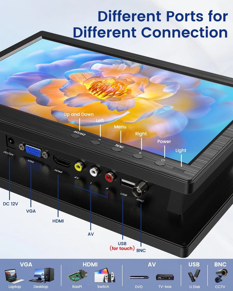 10" IPS Security Monitor 1366*768 Touchscreen Built-in Speakers For Camera CCTV - Image 4 of 4