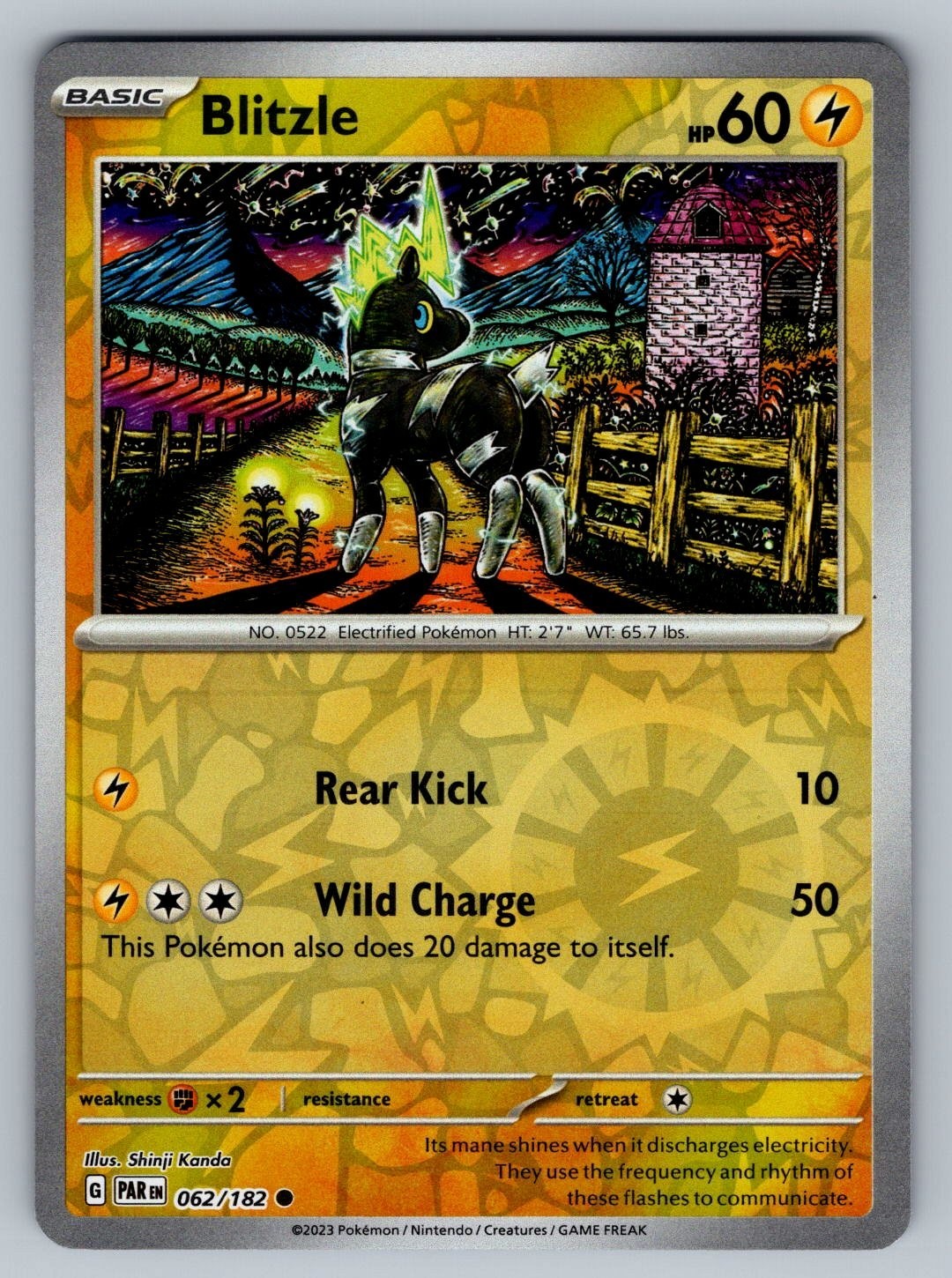 Blitzle 062/182 Reverse Holo Common Paradox Rift Pokemon Pack Fresh Near Mint NM