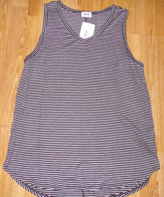 TEXAS TRUE THREADS NWT Karla Black/White Striped Crew Tank - Size L