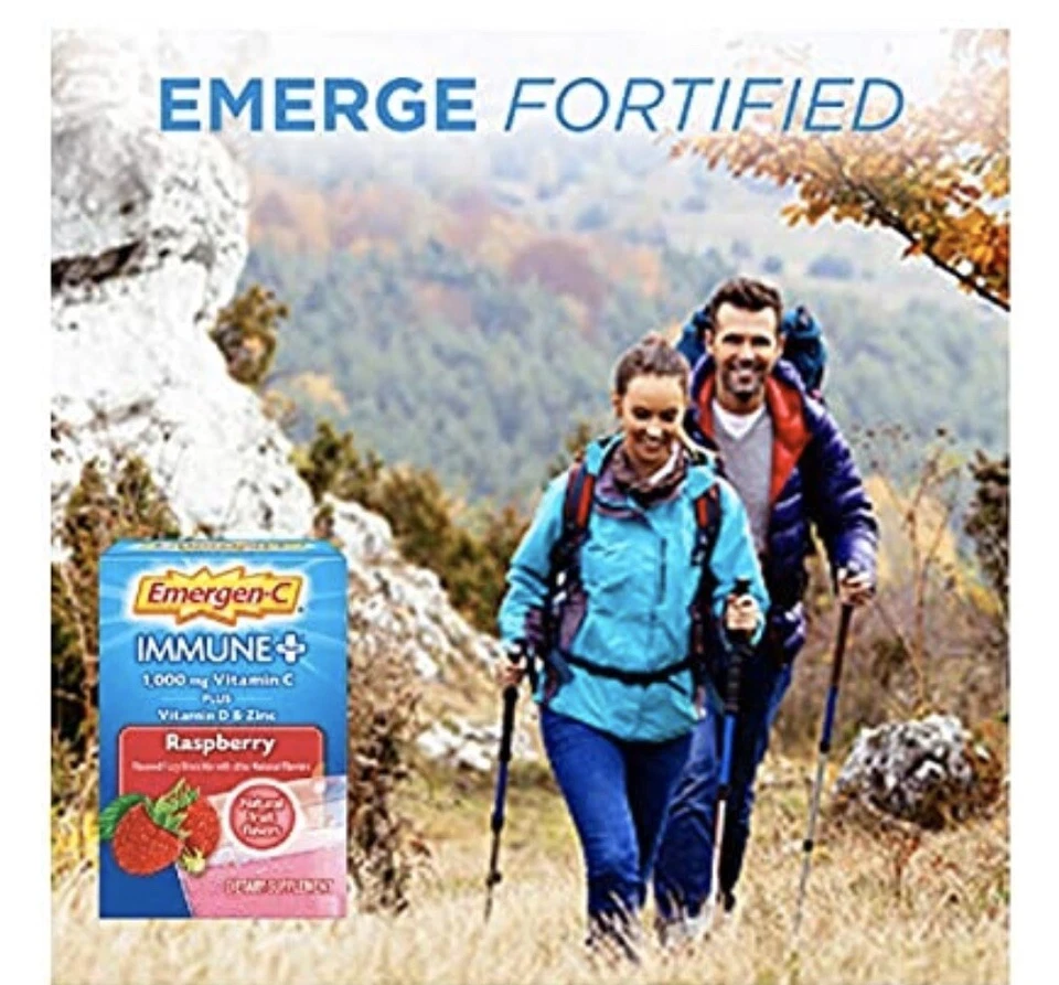 34 Count 30 + 4 BONUS Emergen-C IMMUNE PLUS Raspberry VITAMIN D Zinc C B - Image 4 of 4