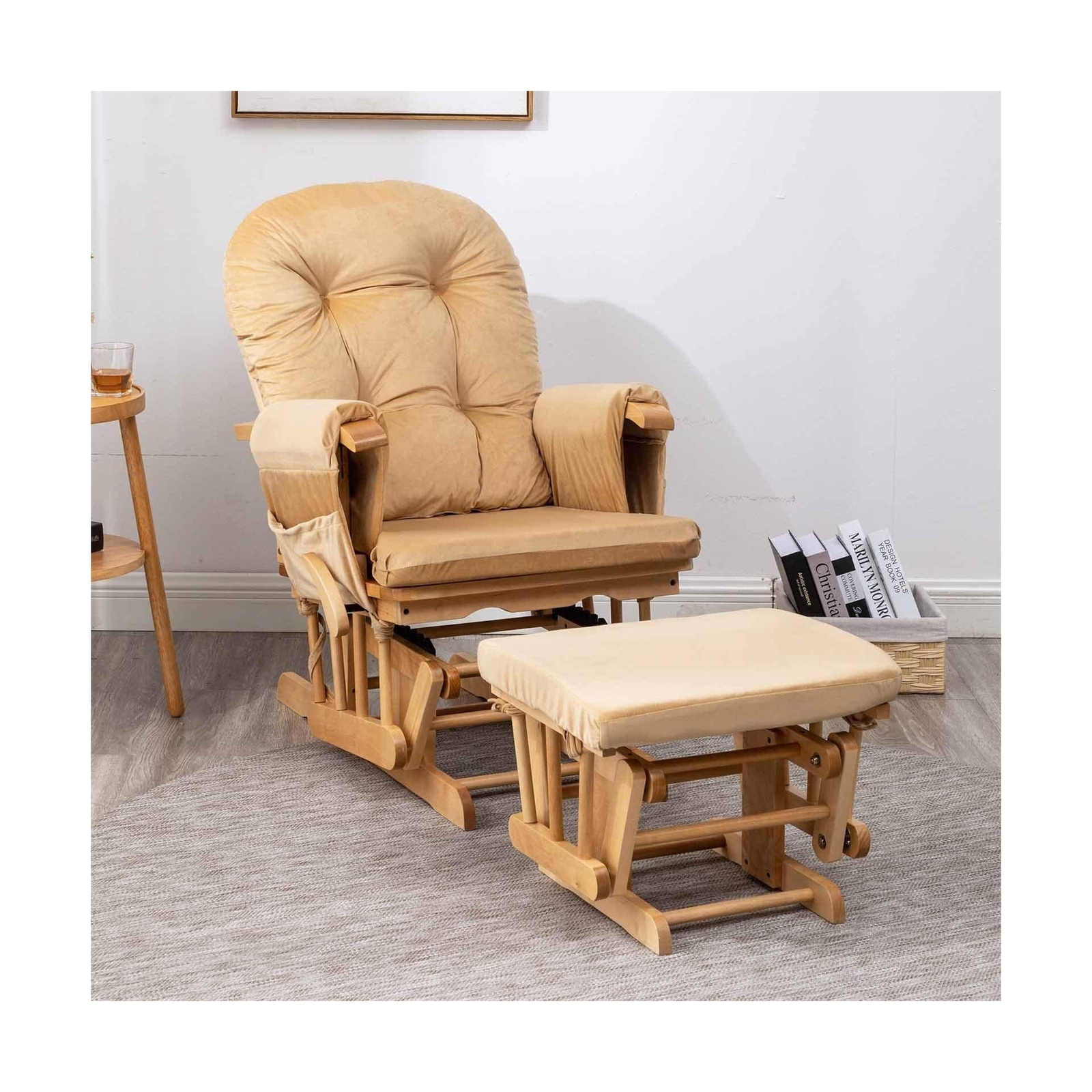 Paddie Glider Rocker Replacement Cushions with Storage Velvet Washable