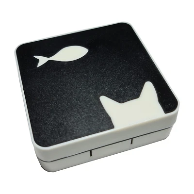 CHARMIGA Kontaktlinsen Behälter Reise Set Box Etui kompakt Travel Kit 5 tlg lustige Katze