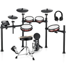 Donner DED-200Max Electric Drum Set Dual Zone Mesh Pads With Throne Headphones