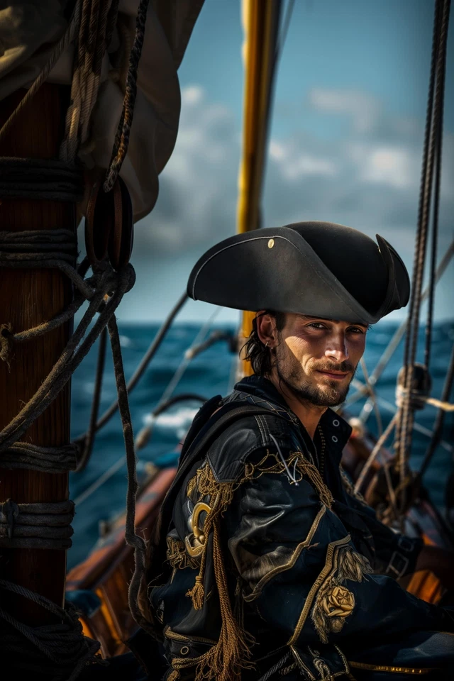 Sombrero Pirata para Mujer y Hombre Tricornio Colonial Halloween Adulto Guerra Revolucionaria... Foto 4 de 4
