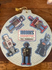1997 ROBOTS  Industrial Age Tree Trimmings Ornament 5 Punch-Out Cardboard Robots
