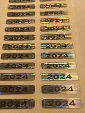 100 SMALL TAMPER EVIDENT HOLOGRAM LABELS STICKERS SEALS PRINTED WITH 2024