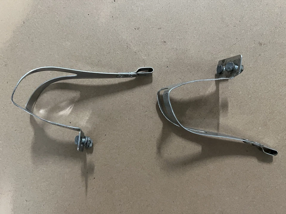 2 Pairs Christophe Special Large Steel toe clip pair NOS from 1970's w/hardware - Image 4 of 4