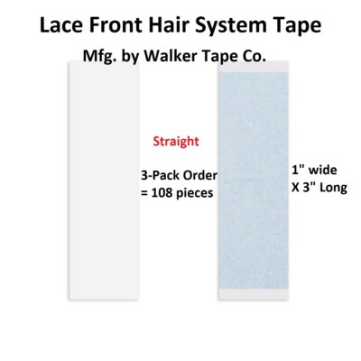 Lace Front Hair System Tape By Walker Tape 1.0 inch Straight 3-Pack = 108 pcs