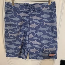 Vineyard Vines Mens Blue Shark Fish Swim Trunks Shorts Size 28 all over print