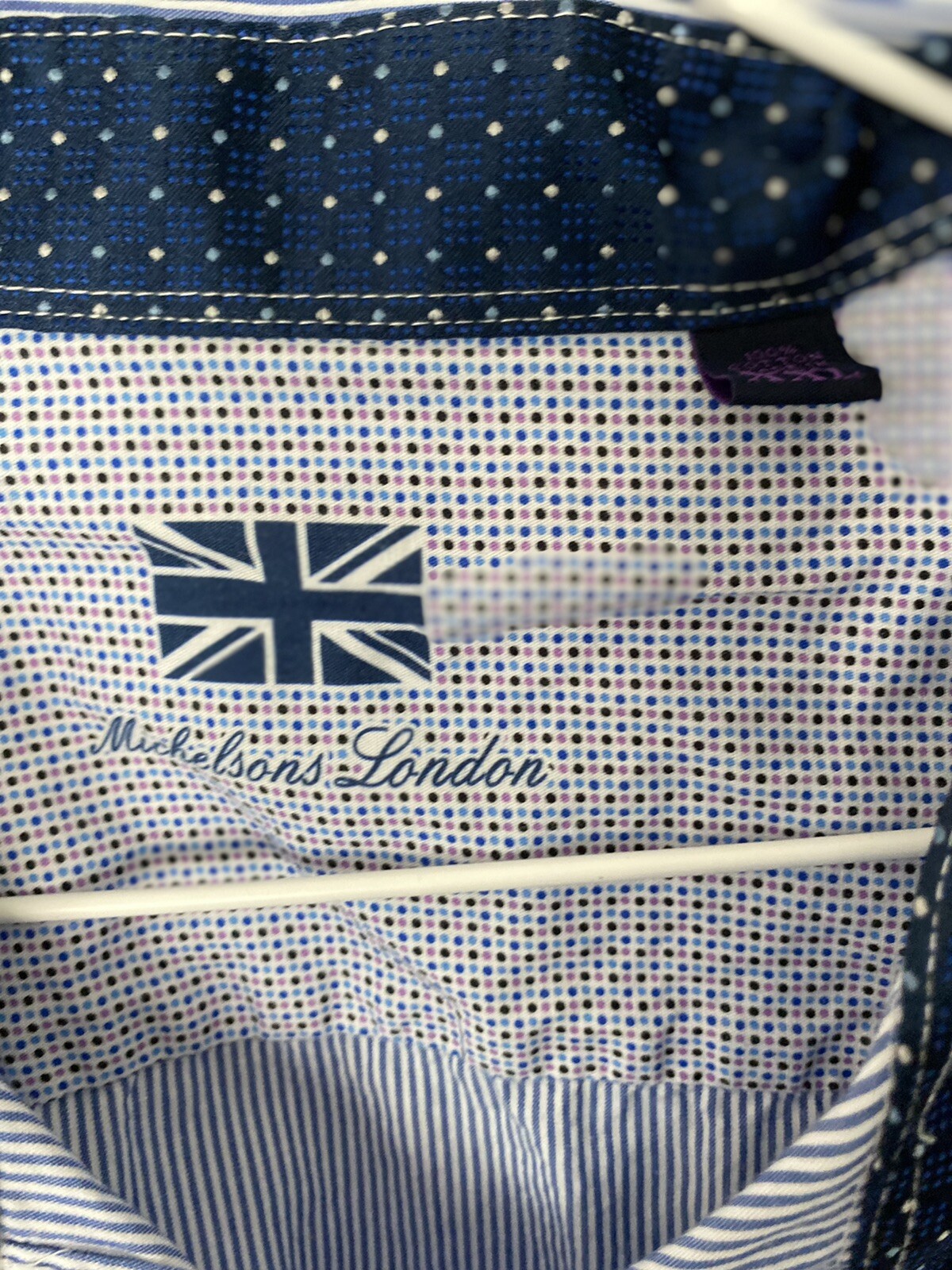 michelsons london shirt button up XXL blue stripe image 4