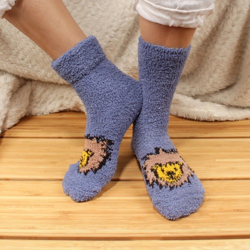 Women's Super Soft Cute Fuzzy Cozy Warm Animal Face Indoor Outdoor Cabin Crew - Picture 46 of 97