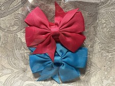 Adorable Hair Bow Grosgrain Ribbon Girl Baby Toddler Elastic Headband Set Of 2