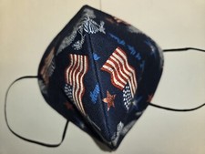 Patriotic Red White Blue ADULT FACE MASK - Handmade LAND OF THE FREE Inspired