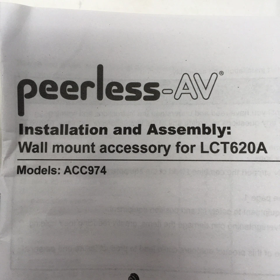 NEW Peerless AV ACC974 Wall Mount Accessory for LCT620A LCT Arm Black - Image 3 of 4
