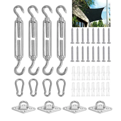 Sun Shade Sail Fixing Garden Patio Sunscreen Awning Canopy Stainless Fitting Kit