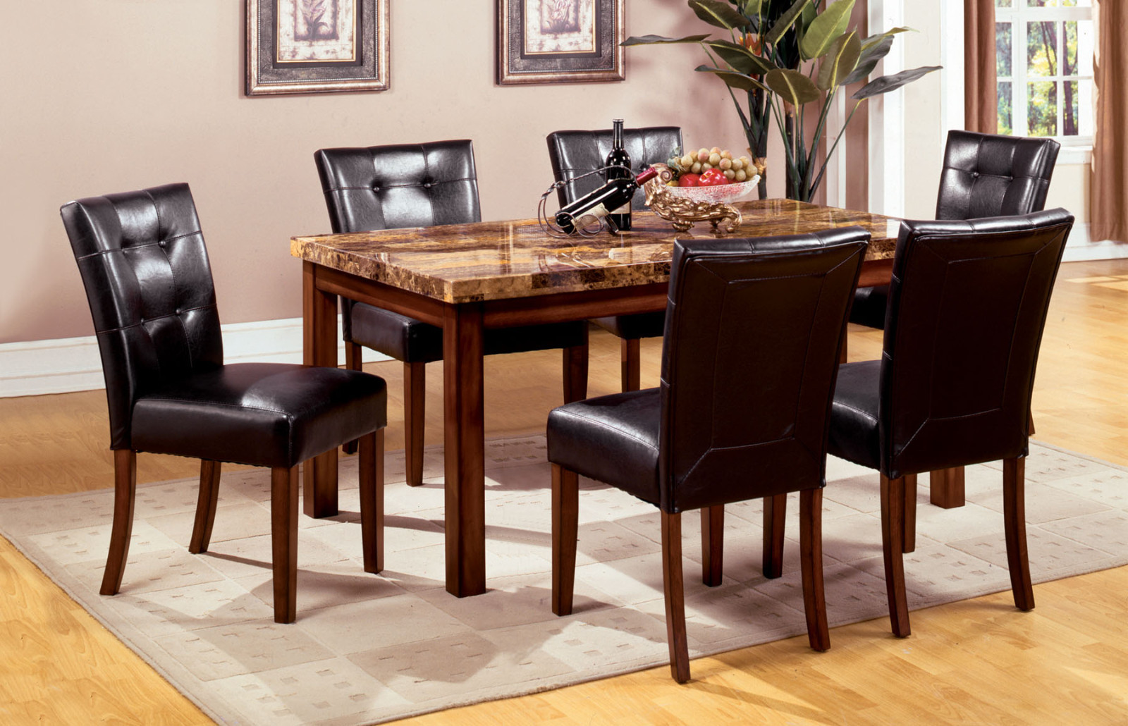 Furniture Of America Friedrich Modern 7 Piece Marble Dining Table