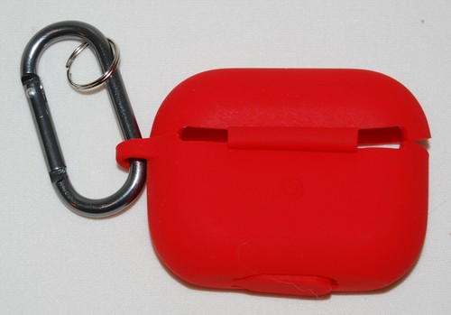 New Watruer Solid Red Silicone AirPods Pro Protective Case with Metal Hang Clip - Picture 5 of 6
