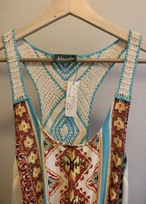 Anthropologie Maude Long Boho Crochet Maxi Dress Small NWT Double Side Slit