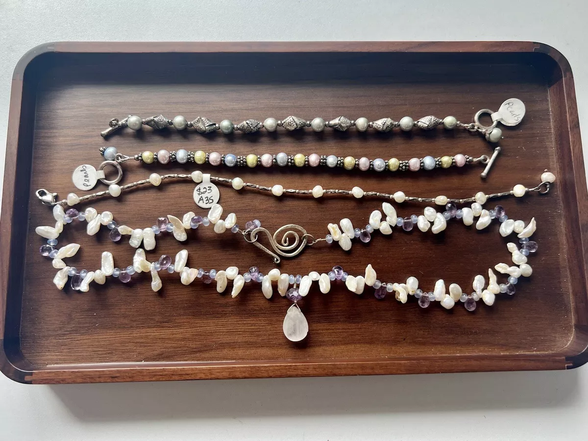 Lot Of Artisan Pearl Beaded Jewelry Handmade Bracelets Necklace