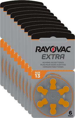 60x Rayovac Hörgerätebatterien 13 Extra Advanced 1,45V 13AU-6XEMF Orange 10x6er