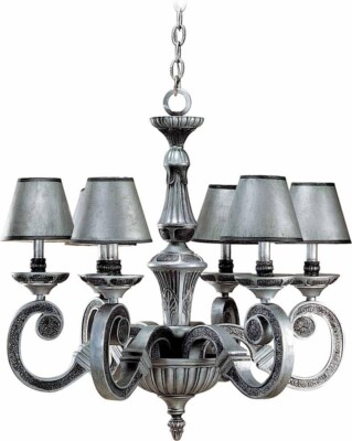 Volume Lighting V1136-89 6-Light Chandelier, Antique Silver/Hammered Iron