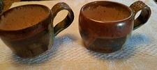 2  --Pottery Cup Primative Cabincore Cottagecore Signed By Artist Rustic 