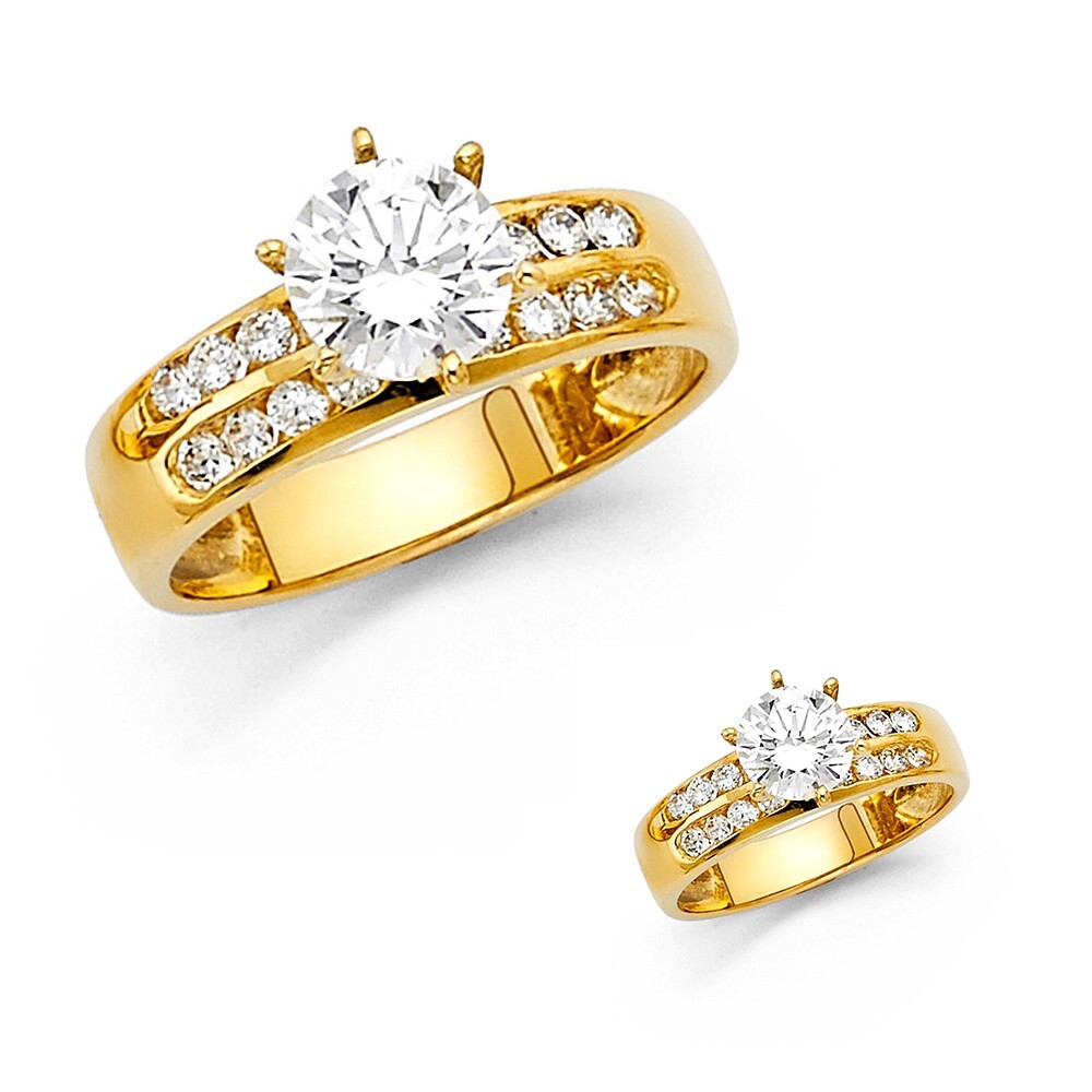 GOLD - 14K Yellow Gold Cubic Zirconia Engagement Ring | eBay