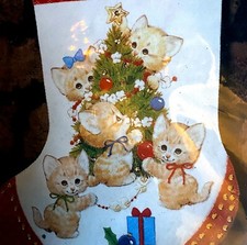 QUICK "Christmas Kitties" Sunset 15" Christmas Stocking Kit 18022 Printed