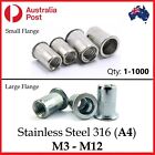 <!--F#f_0-->Rivet Nut s M3 M4 M5 M6 M8 M10 M12 Riv Nut Nutsert Course Stainless Steel A4 316<!--F/-->