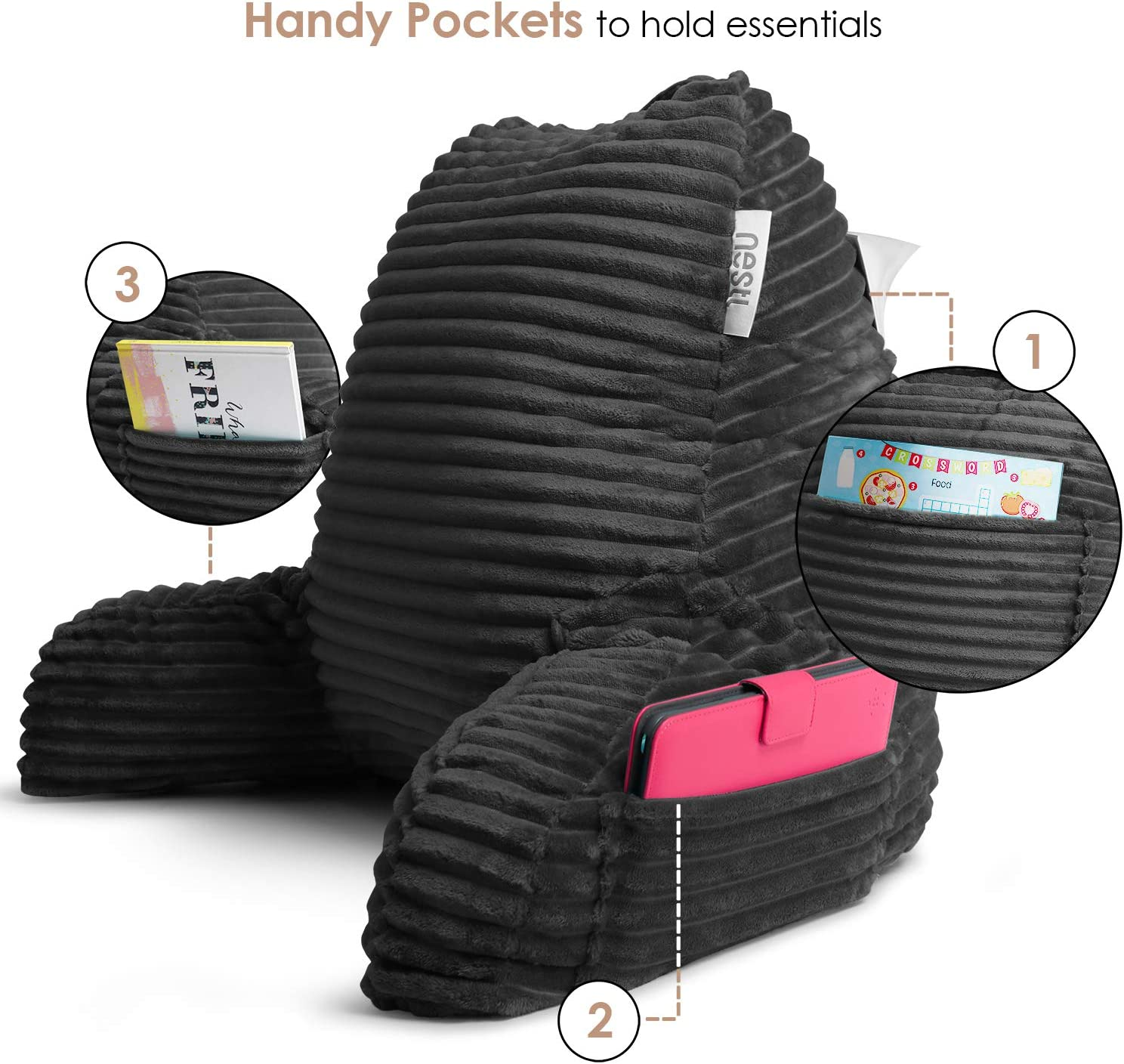 Reading Pillow Back Pillow for Sitting in Bed, Plush Bed Chair Pillow