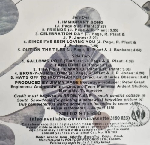 Led Zeppelin III Red Plum Uk 1st Press 1970 Peter Grant label credit A5 B5 Ex - Picture 7 of 19
