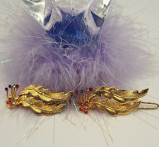 Vintage Fashion Gold Tone Multicolor Rhinestone  Enamel Hair Barrettes - PRETTY