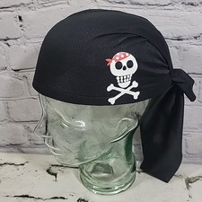 Pirate Scarf Hat Adult One Sizd Black Skull Crossbones Halloween Cosplay Cap