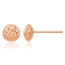 14K Solid Rose Gold 6mm Round Stud Earrings