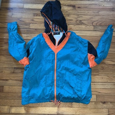 Vintage 90s Era Voit Equipment Windbreaker Jacket Size XL Green Orange Running