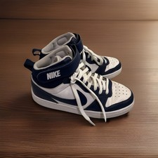 Nike Court Borough 2 Mid White Signal Blue- Boys Size 7Y EUC