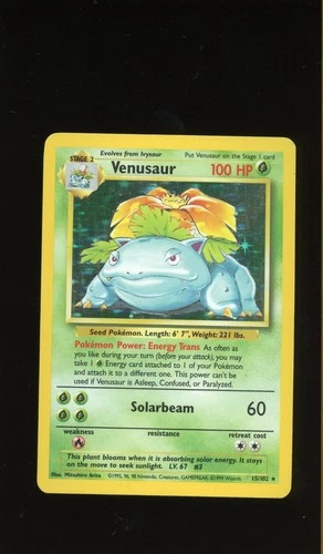 *** RESERVED*** 1999 POKEMON BASE SET UNLIMITED HOLO VENUSAUR 15/102 MP