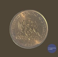 1977 Trinidad Tobago Five Cents Bronze Coin