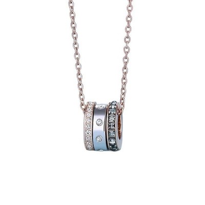Swarovski Lucky Three Ring Rotating Bead Crystal Necklace Women