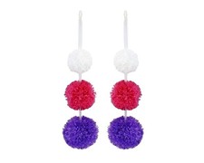 2x Pom Pom Multi-Color Bicycle Handlebar Streamers – Weather-Resistant Plastic.