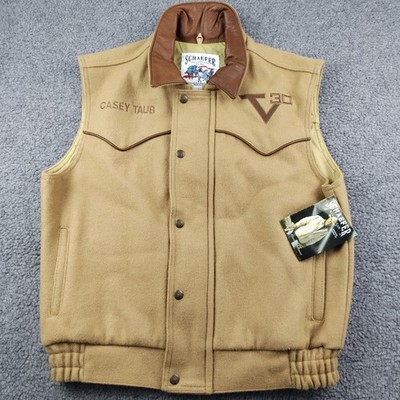 Schaefer Outfitter Vest Wool Leather Collar Men's Medium Made in USA NWT