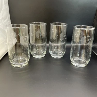 Princess House Heritage Crystal Etched Vintage 5 INCH Set of 4 Glasses