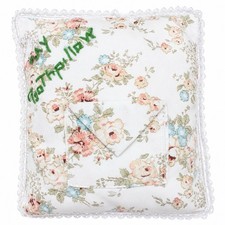 Vintage Handmade Tooth Fairy Pillow Floral Lace Hand Embroidered 6x7 Cottagecore