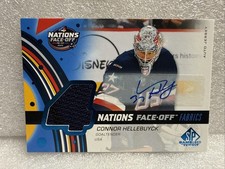 2025-26 SP Game Used 4 Nations Face Off Fabrics Auto Jersey Connor Hellebuyck