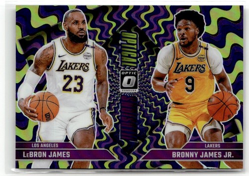 Bronny James Jr. / LeBron James #2 2024 Panini Donruss Optic Optical Illusions card