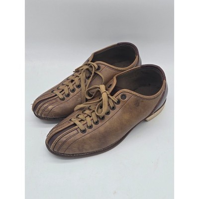 Vintage Brunswick Brown Leather Bowling Shoes Mens Retro Athletic Lace Up 11in