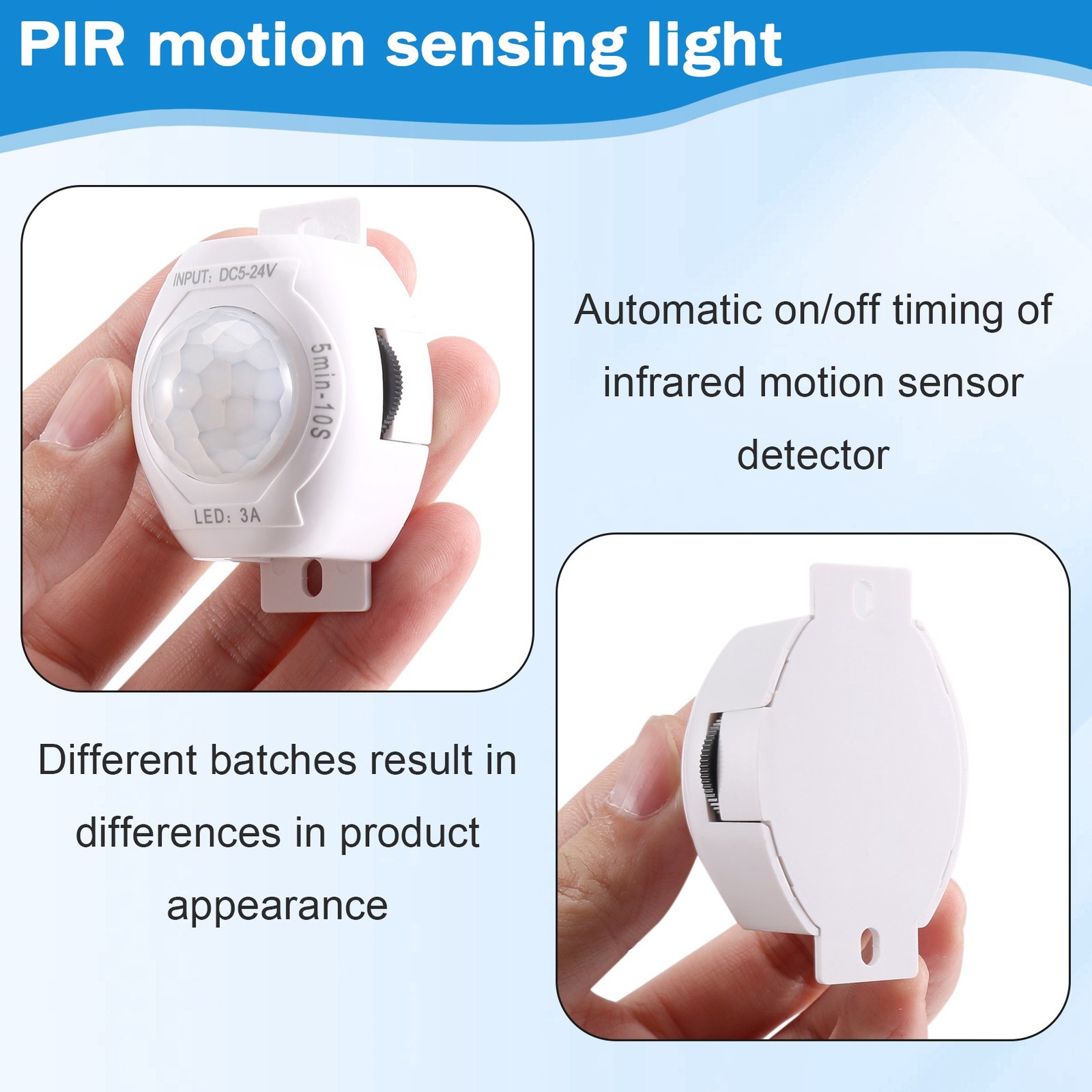 PIR Infrared Motion Sensor Detector DC5-24V Auto on Off Timer  Home LED7778