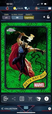 Topps Chrome Marvel Collect Beta Ray Bill Digital App /99 Green Legendary