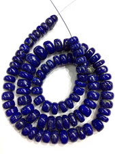 AAA QUALITY Natural Lapis Lazuli Smooth Rondelle Beads Hand Polished Beads.