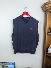 Vintage 90 s Polo Golf Men s L Crest Logo Navy V-neck Sweater Vest Ralph Lauren